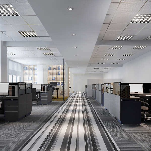 Open-plan office interior with custom tenant fit-out
